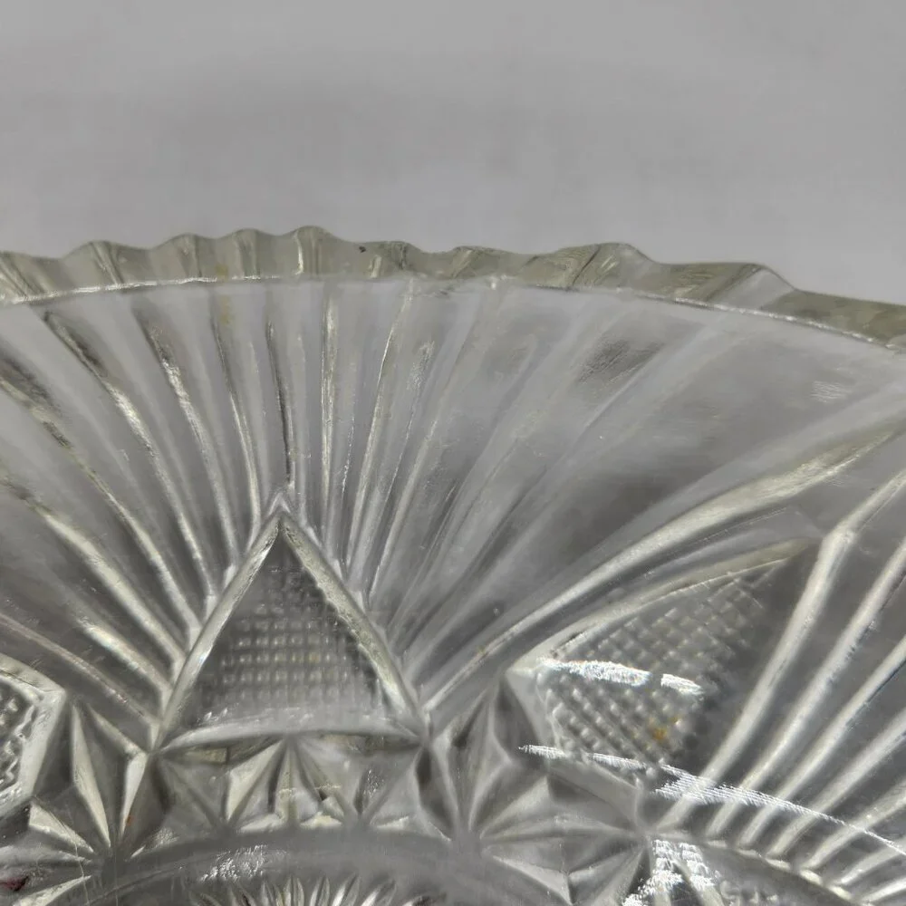 Vintage Hazel Atlas 573 Oval Olive Relish Dish Clear Handled Star and Fan